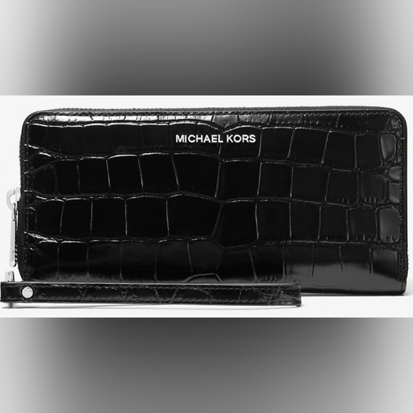 Brand New Michael Kors Embossed Long Wallet with Wrist Strap - Picture 1 of 3